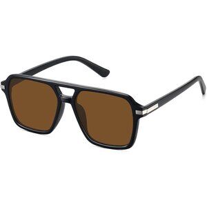 🆕Women Brown Retro Trendy Classic Square Vintage Shade Double Bridge Sunglasses
